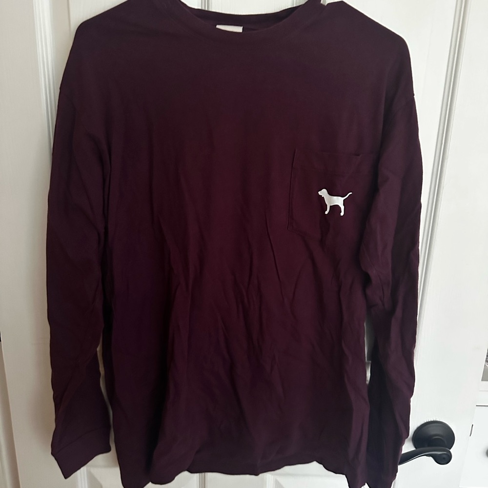 Burgundy Long Sleeve Shirt with Dog Logo